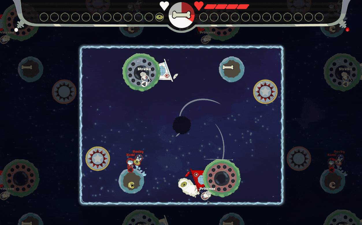 Three parallel win conditions (Delivery, Elimination, Bone)